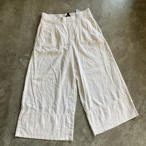 Banana Republic Factory 2023 weiß weites Bein kurze Leinenmischung Hose Gr. Small - Bild 1 von 8