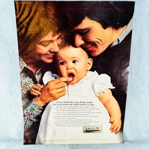Crest Toothpaste 1971 Vtg Print Ad Tooth Cute Baby with Mom and Dad - Picture 1 of 1