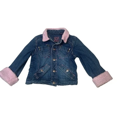 Chaqueta de Jean One Tuff Babe Azul Denim Rosa Sherpa Western Vaquera Niña Talla M Foto 1 de 4