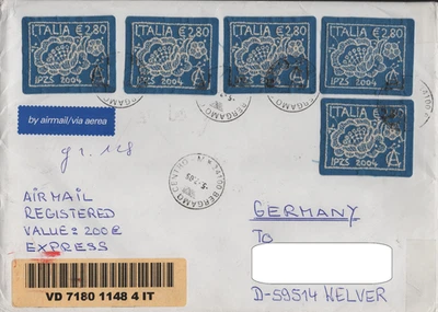 ITALY - REGISTERED MAIL to GERMANY WITH 5x €2,80 Mi #2993 - Image 1 of 2