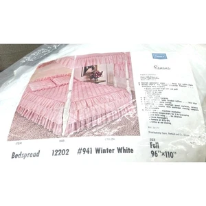 Vintage Sears volle gesteppte Tagesdecke weiß 96 "X 110" Rüschen Ramona Kollektion - Bild 1 von 6