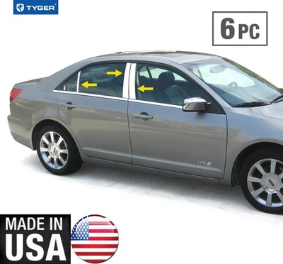 TYGER For 07-12 Lincoln MKZ 6PC Stainless Steel Chrome Pillar Post Trim - Image 1 of 4