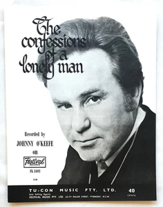 Johnny O'Keefe -Confessions Of A Lonely Man 1970 Original Australian Sheet Music - Picture 1 of 1