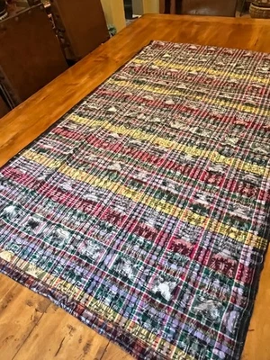 Vintage Guatemalan Handwoven Cotton Fabric – Reversible Loop – 57"x36"x2 Panels - Image 1 of 4