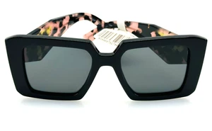 Prada Sunglasses PR23YS 1AB5S0 Black Dark Gray Square #10/9 - Picture 1 of 13
