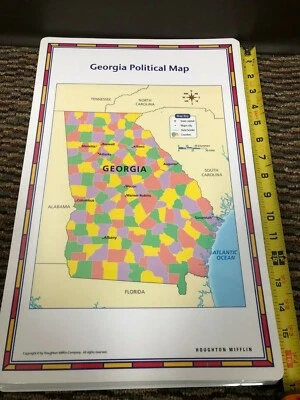 原始 17 英寸 X 11 英寸层压双面格鲁吉亚政治物理地图霍顿 — 第 1/4 张图片