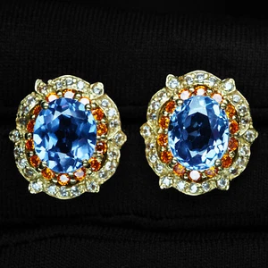 24K Gold Plated 925 Sterling Silver Earrings Color Change Alexandrite 7.70Ct - Picture 1 of 6