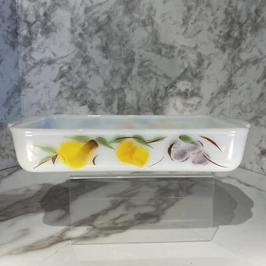 Vintage Fire-King 410 Gay Fad Hand Painted Fruit Casserole Dish Anchor Hocking - Picture 1 of 20