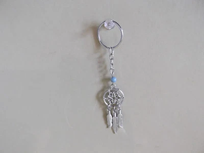  Chaveiro colecionável exclusivo metal 2 pol. cor prata apanhador de sonhos/penas - Imagem 1 de 4
