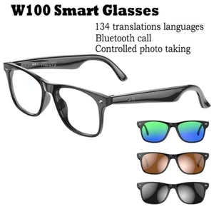 W100 Smart Glasses 134 Language Online AI Translation Bluetooth Call Waterproof - Picture 1 of 36