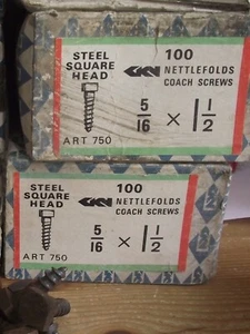 5/16 x 1 1/2 " - VINTAGE COACH SCREWS - SQUARE DRIVE NETTLEFOLDS - SQUARE HEAD - Picture 1 of 1