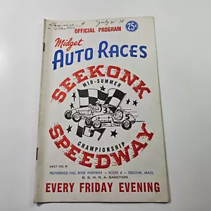 Orig July 30 1948 Seekonk MA Speedway Midget Race Car Program - Picture 1 of 4