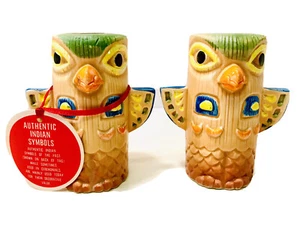 Native American Indian Thunderbird Vintage Ceramic Tiki Salt & Pepper Shaker Set - Picture 1 of 7