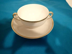 NORITAKE NIPPON CREME BOUILLON DOPPELGRIFF SUPPENSCHÜSSELN MIT UNTERTASSEN - Bild 1 von 12