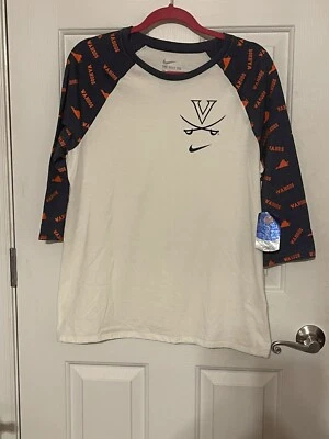 Nike UVA Wahoos University Of Virginia Women’s Baseball T-shirt 3/4 Sleeve XL - Image 1 of 4