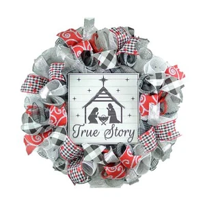 Jesus True Story Christmas Wreath - Church Christian Religious Front Door Wre... - Picture 1 of 1