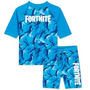 Fortnite Boys Swimming Costume, 2 Piece Kids Wetsuit Swim Set. Gifts for Boys