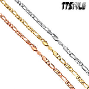 TT Gold Filled Figaro 3+1 Chain Necklace Width 2-6mm Length 35-60cm NEW
