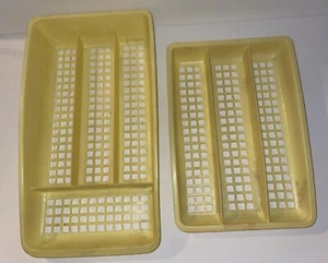 2 Deka Plastics Silverware Organizer Flatware Kitchen Trays Yellow - Vintage - Picture 1 of 16