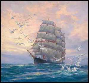 Chart Needlework Embroidery - Counted Cross Stitch Patterns - A Sailing Ship - Picture 1 of 5