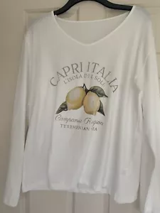 LADIES T SHIRT WHITE LEMONS ITALY PRINT Size XL BNWT - Picture 1 of 8