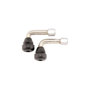 Bikemaster 10mm Chrome 90 Angle Plastic Base Valve Stem & Cap (2) Pack - Picture 1 of 4