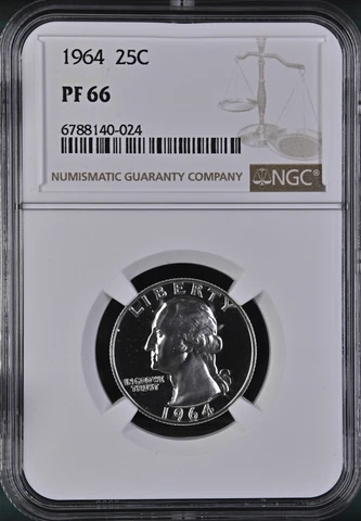 1964 Silver Proof Washington Quarter NGC PF66 Cover