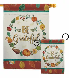 Be Grateful Garden Flag Thanksgiving Fall Decorative Gift Yard House Banner - Picture 1 of 17