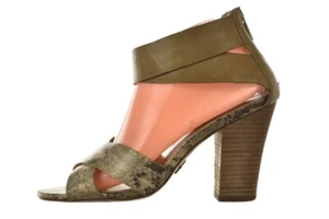 Betsey Johnson Bazar Shoes Size 8 Brown Animal Print Metallic Ankle Strap Heels - Picture 1 of 6