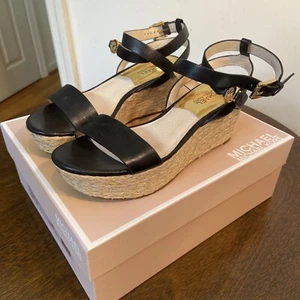 Michael Michael Kors Sandals Womens Size 6 Jalita Charm Luggage Black Platform - Picture 1 of 10