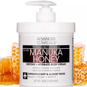 Advanced Clinicals Manuka Honey Cream Face Moisturizer & Body Butter Lotion for - Picture 1 of 12