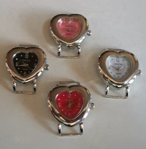 SET OF SILVER FINISH HEART SHAPE WATCH FACES FOR BEADING, RIBBON OR OTHER USE - Picture 1 of 28