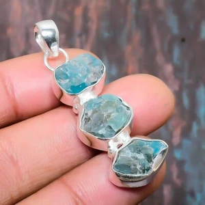 Apatite Rough Gemstone Handmade Jewelry Pendant 1.77" U150 - Picture 1 of 4
