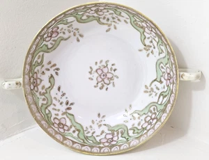 ANTIKE NIPPON DOPPELGRIFF SCHALE HANDBEMALT HELLROSA & GRÜN FLORAL - Bild 1 von 24