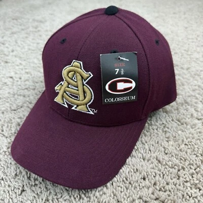 Arizona State Sun Devils Hat Colosseum Fitted 7 3/8 Maroon Gold Stacked ASU Logo - Image 1 of 4