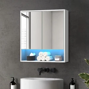 Welba Bathroom Mirror Cabinet LED Light Medicine Shaving Wall Storage 750x750mm - Picture 1 of 10