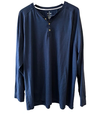 01.Algo 100% Merino Wool Shirt Men’s XXXL Blue Long Sleeve Knit Henley - Image 1 of 4