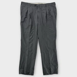 Ermenegildo Zegna Trofeo Dress Pants Mens 42R Gray Pinstripe Pleated Wool 42x30 - Picture 1 of 9