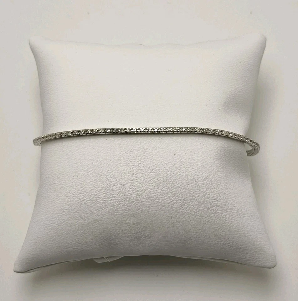 Pulsera oro 18k 750 mls. Oro Blanco. Riviera. 97 Diamantes. 0,50 Q.  - Imagen 1 de 4