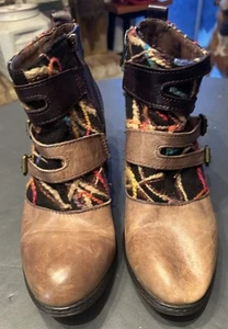 Spring Step L'Artiste Women's Redding Boot SZ 39/8.5 Block Heel Brown/ Tan - Picture 1 of 10