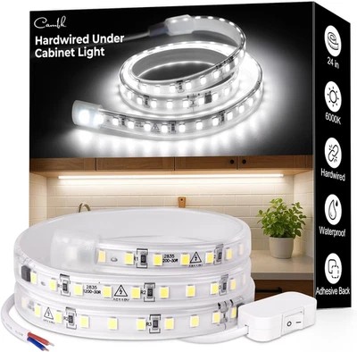 Hardwired under Cabinet Lighting for Kitchen,24Inch 6000K White Wired Undercount - Image 1 of 4