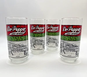 Vintage 1978 Dr Pepper Winter Scene Drinking Glass King of Beverages Set of 4 - Picture 1 of 4