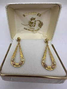 Black Hills Gold 10k 12k Multi-Tone Teardrop Dangle Drop Earrings - Picture 1 of 11
