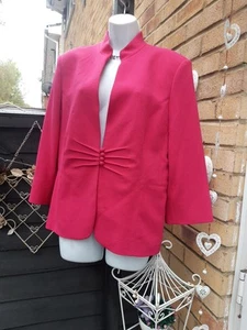 EWM Fuschia Pink Jacket Size 16 Wedding Races Business Mandarin Collar - Picture 1 of 14