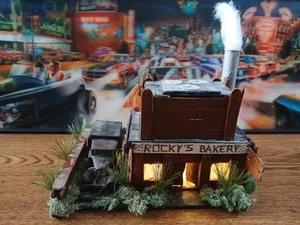 "ROCKY'S BAKERY WITH DELIVERY TRUCK" Diorama Scene !! 1:64 Scale / Lights Up !! - Picture 1 of 24