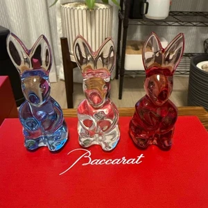 Baccarat Crystal Rabbit 3 Stück Figurenset Blue Res Clear "Box nicht enthalten" - Bild 1 von 3
