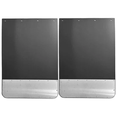 Par de guardabarros negros universales de 24" x 36" con placas de acero inoxidable lavables Foto 1 de 4
