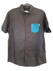 Camisa Rhythm Para Hombres XL Gris Con Bolsillo Azul Abotonada Manga Corta 100% Algodón LW - Imagen 1 de 10