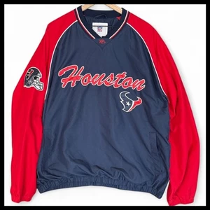 Pullover cortavientos de colección NFL Houston Texans bloques de colores Y2K azul rojo forrado para hombres XL - Imagen 1 de 10
