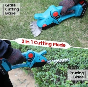 Tagliasiepi a Doppia batteria 48V forbici 2 in 1 Giardino Siepi Prati Arbusti - Foto 1 di 4